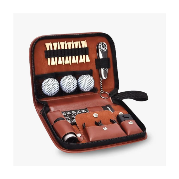 Golf Tool Kit Gift Set, Golf Accessories Set with Golf Balls, Rangefinder, Golf Tees, Cleaning Brush, Multifunctional Divot Tool, Scorer, Ball Holder Clip