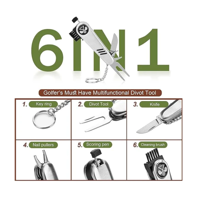 Golf Tool Kit Gift Set, Golf Accessories Set with Golf Balls, Rangefinder, Golf Tees, Cleaning Brush, Multifunctional Divot Tool, Scorer, Ball Holder Clip