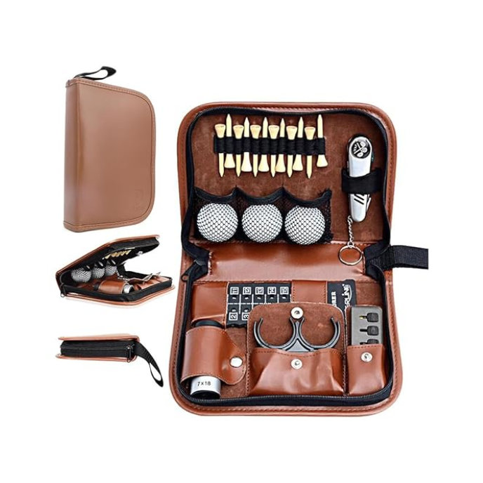 Golf Tool Kit Gift Set, Golf Accessories Set with Golf Balls, Rangefinder, Golf Tees, Cleaning Brush, Multifunctional Divot Tool, Scorer, Ball Holder Clip