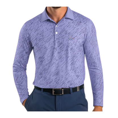 Men's Stretchable Printed Full Sleeve Golf Polo