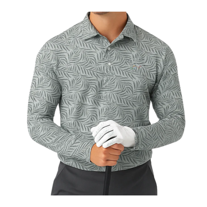 Men's Stretchable Printed Full Sleeve Golf Polo