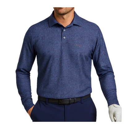 Men's Stretchable Printed Full Sleeve Golf Polo