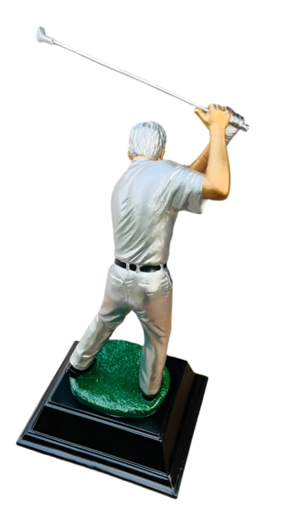Silver Finish Golf Swing Trophy – BT-62 | Elegant Golf Award on Black Base