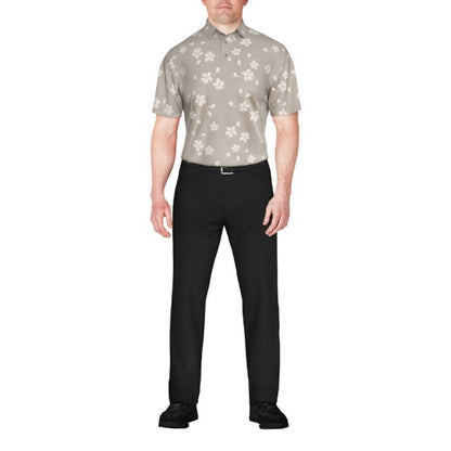 Ben Hogan Men's All Over Floral Print Golf Polo T-shirt - Chateau Grey
