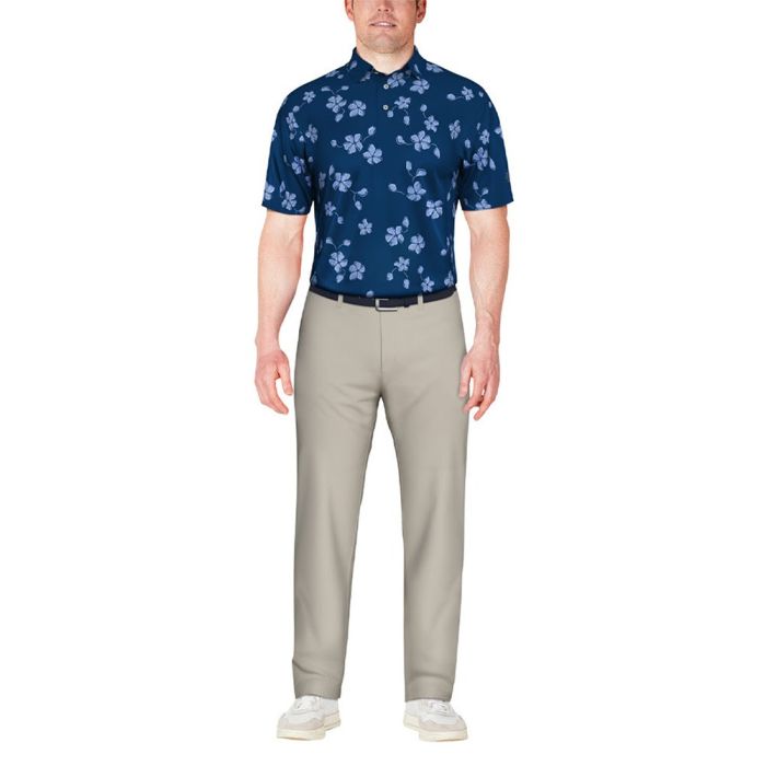 Ben Hogan Men's All Over Floral Print Golf Polo T-shirt - Estate Blue
