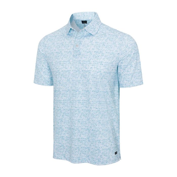 Greg Norman Men's ML75 Graffiti Fin Stripe Mesh Golf Polo T-Shirt - Coastline