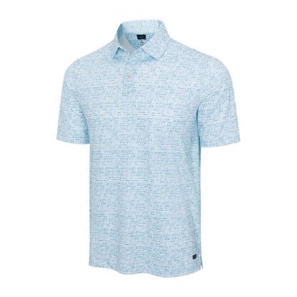 Greg Norman Men's ML75 Graffiti Fin Stripe Mesh Golf Polo T-Shirt - Coastline
