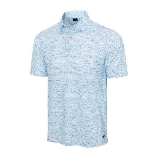 Greg Norman Men's ML75 Graffiti Fin Stripe Mesh Golf Polo T-Shirt - Coastline