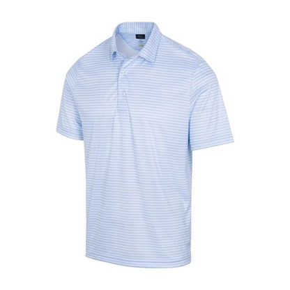 Greg Norman Men's ML75 Microlux Three Tone Stripe Golf Polo T-Shirt - Blue Haze Heather