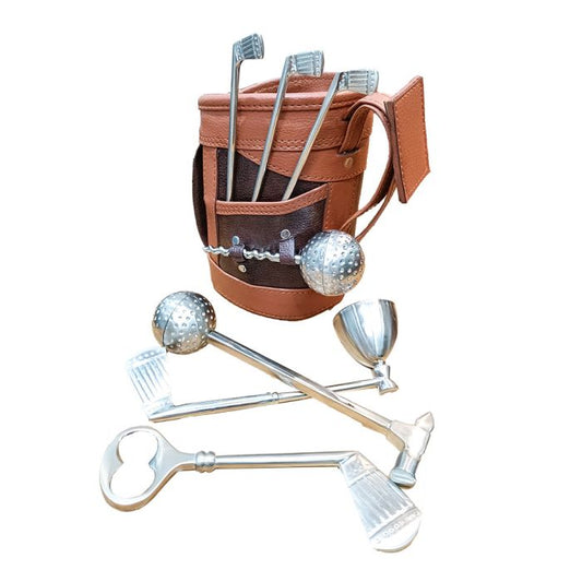 Leather Golf Bar Tool set