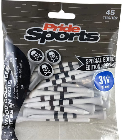 Pride Sports Skull and Stripes Wooden Tees - 45 pcs pack