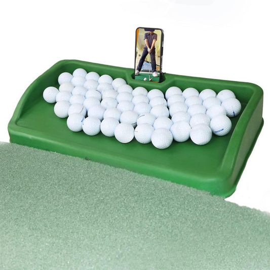 High Impact Driving Range Rubber Golf Ball Tray with Phone Holder